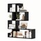 Black 5-Tier S-Shaped Bookshelf Geometric Z-Shelf Bookcase with Open Cubes